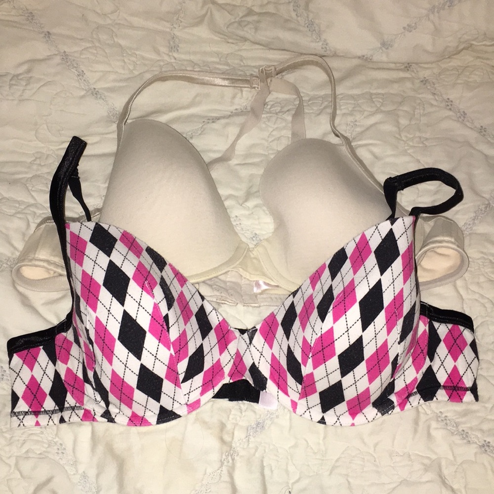 Cacique 42c cream black pink sexy cute bra plus